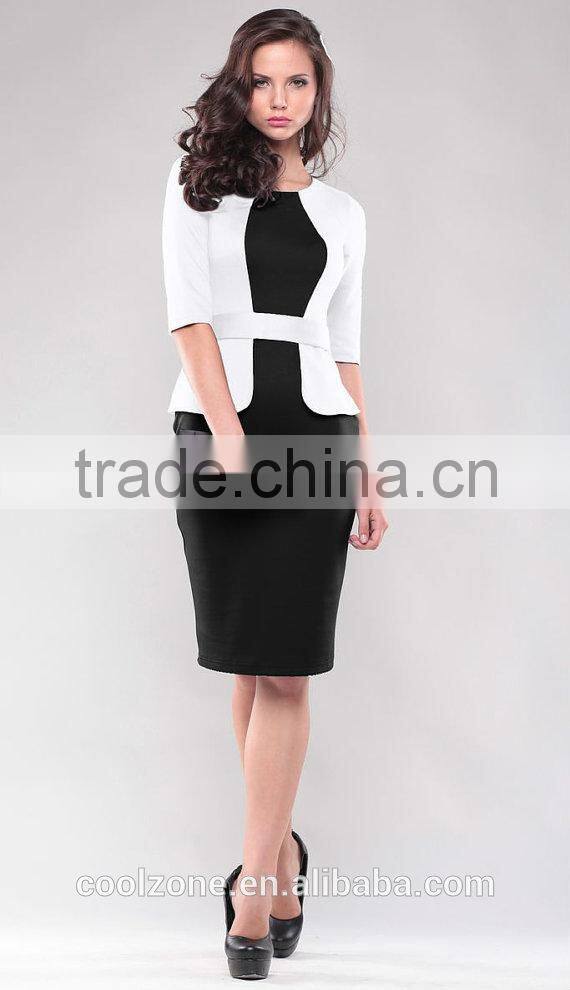 Contrast business woman dress formal ladies office wear dresses dress