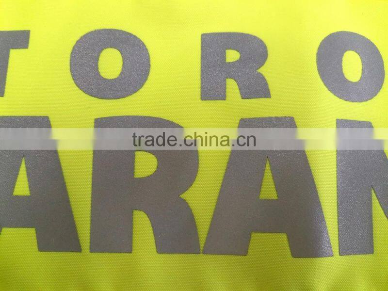 Heat transfer printed reflective logo on patch which used on safety clothing