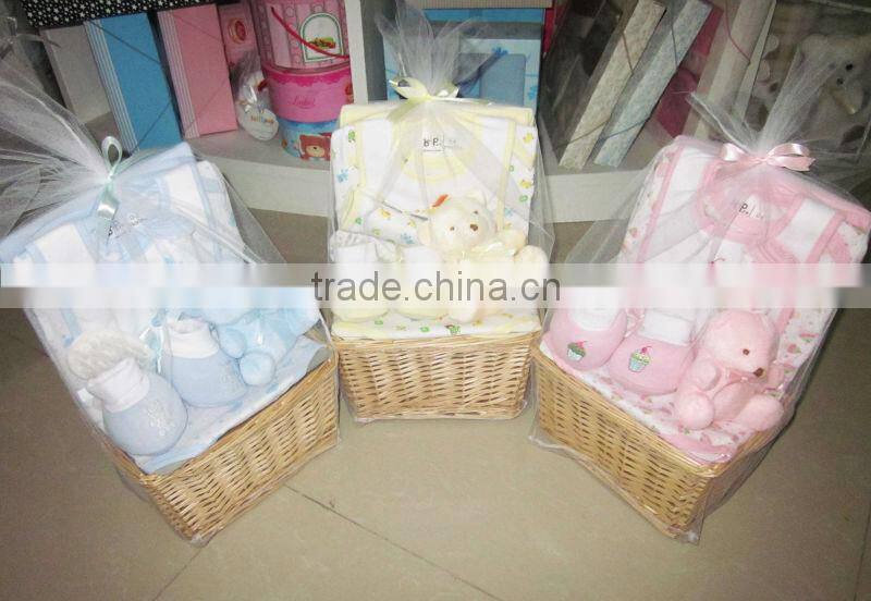 Baby 9pcs basket set/baby gift set/newborn baby set/cotton baby blanket