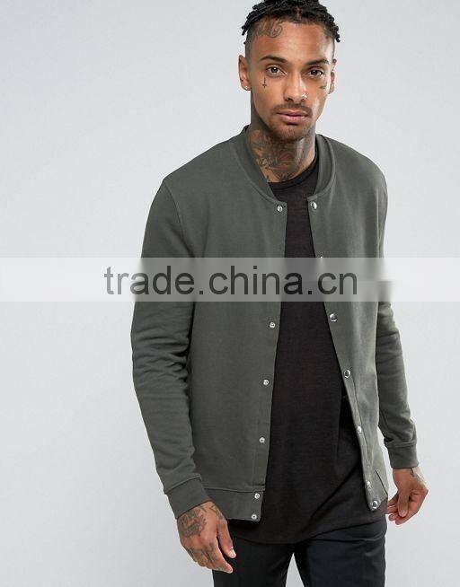 Men's Jersey Bomber Jacket With Snaps In Khaki