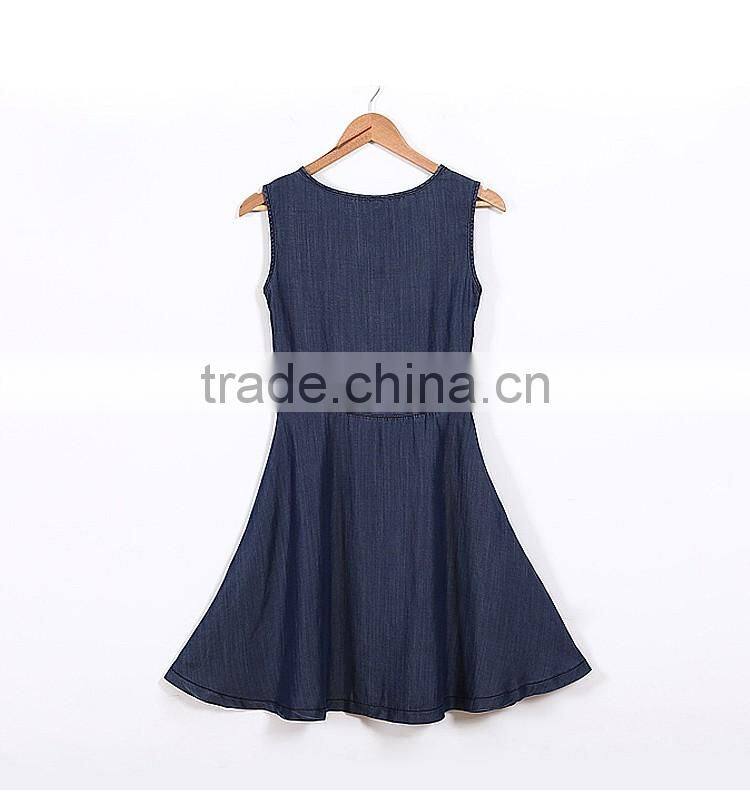 guangzhou 2016 new style long large size thin denim jeans dresses