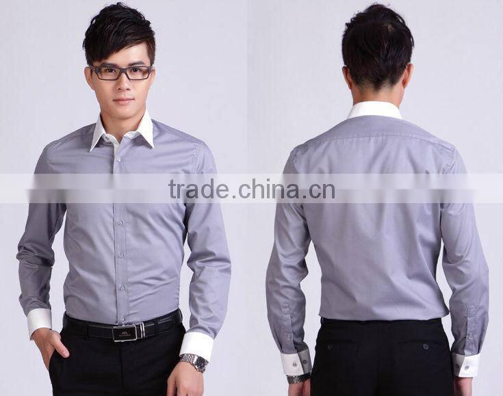 Slim blue light color long sleeve small collar cotton men shirts