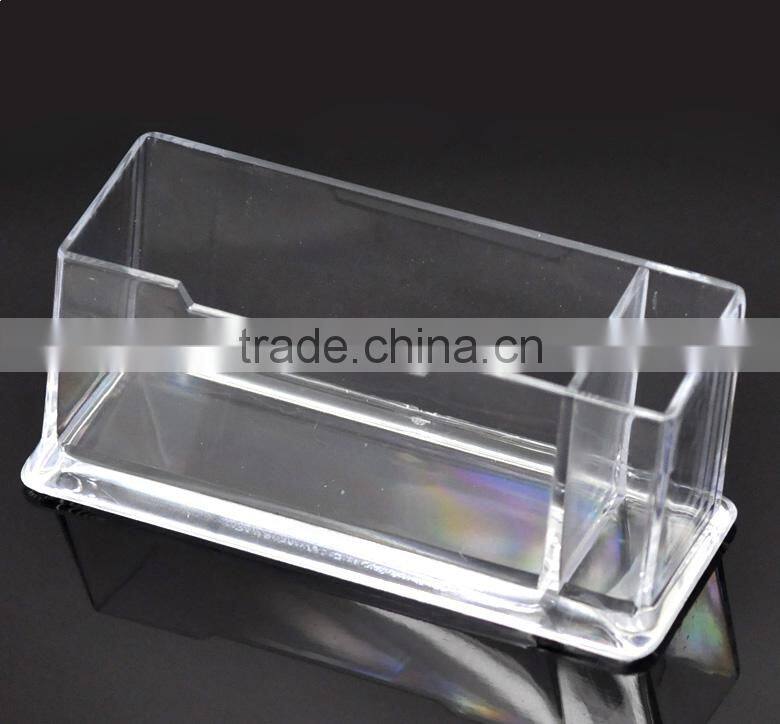 1PC Clear Plastic Business Card Holder Stand Display with Pen Stand