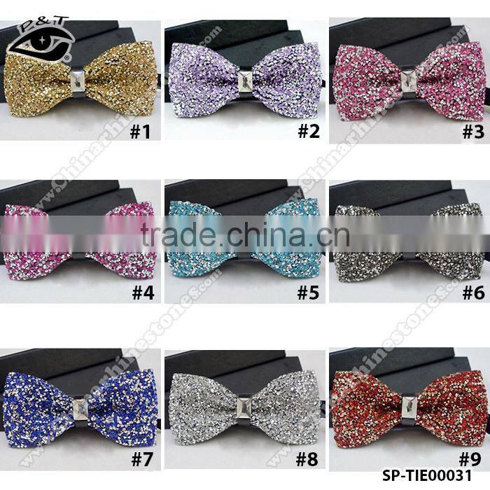 Luxury Glitter Rhinestones Bow Ties Vintage Ties for Men's Wedding Dress with Gift Box 12x6cm