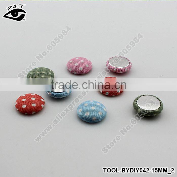 15mm Semicircle Polka-dot Printing Covered Buttons Flatback Fabric Button Accessories for Craft