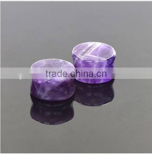 2017 Hot Amethyst Flare Plug with O Ring Natural Stone Ear Plug