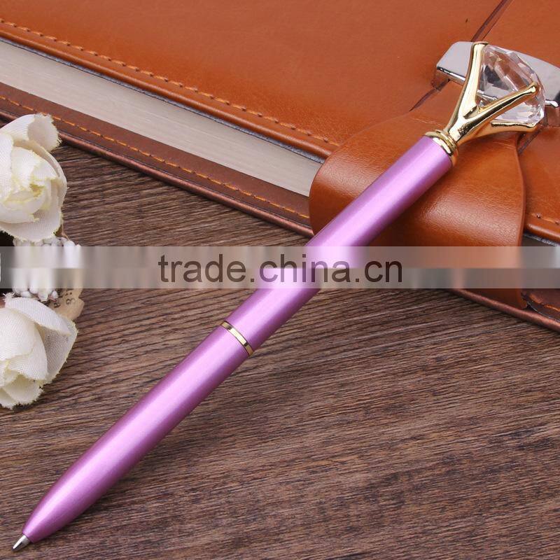 Hot sale high quality ball pen with diamond on top metal ballpoint pen