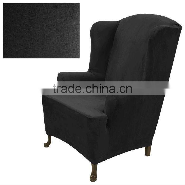 stretch suede ebony furniture slipcover