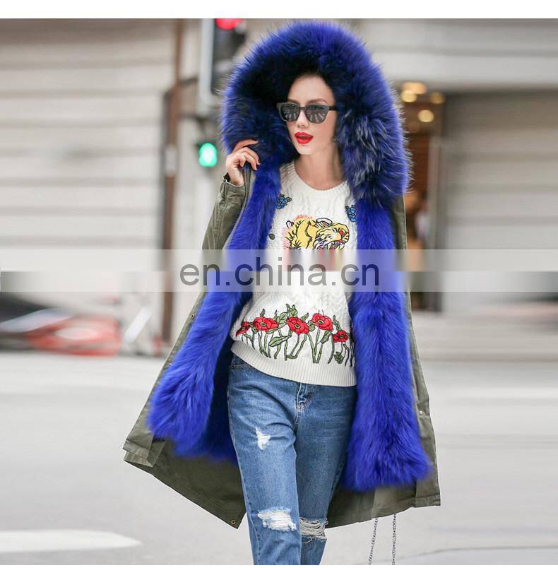 2016 Fashion Chinese Military Great Coat / Hot Sale Parka with Big Raccoon Fur Trim Hood