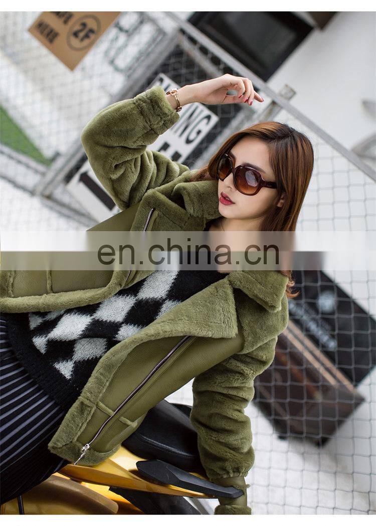 2016 Fashionable Women Genuine Sheep Fleece Jacket