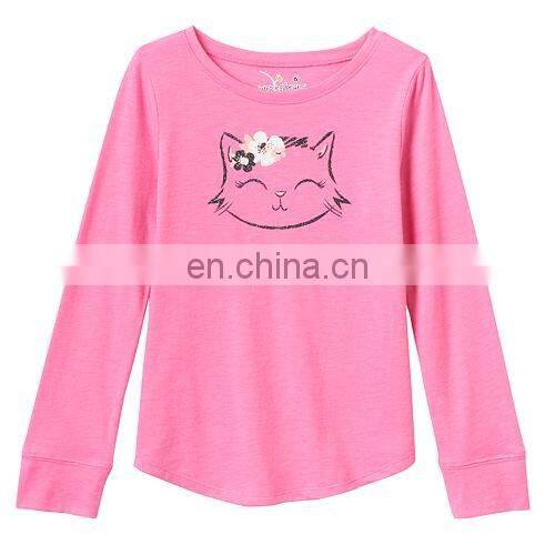 Jumping Beans Kids Clothing, Girls 4- 8 Long Sleeve Slubbed Shirttail Graphic Kids Cartoon T- shirt