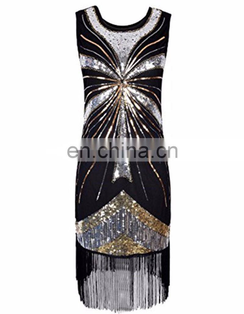 BestDance 1920s Gastby Inspired Sequined Embellished Fringed Flapper Dress OEM