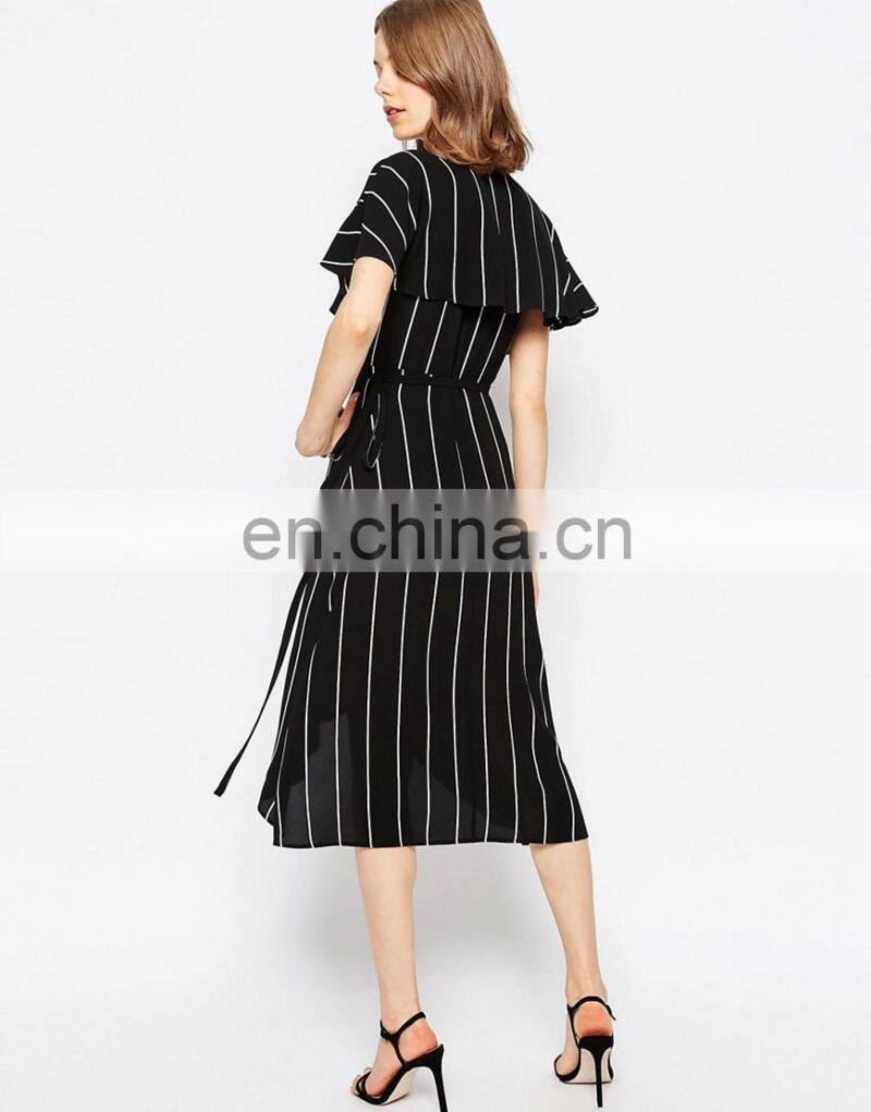 Classical black stripe women dresses fromal dress latest women clothing