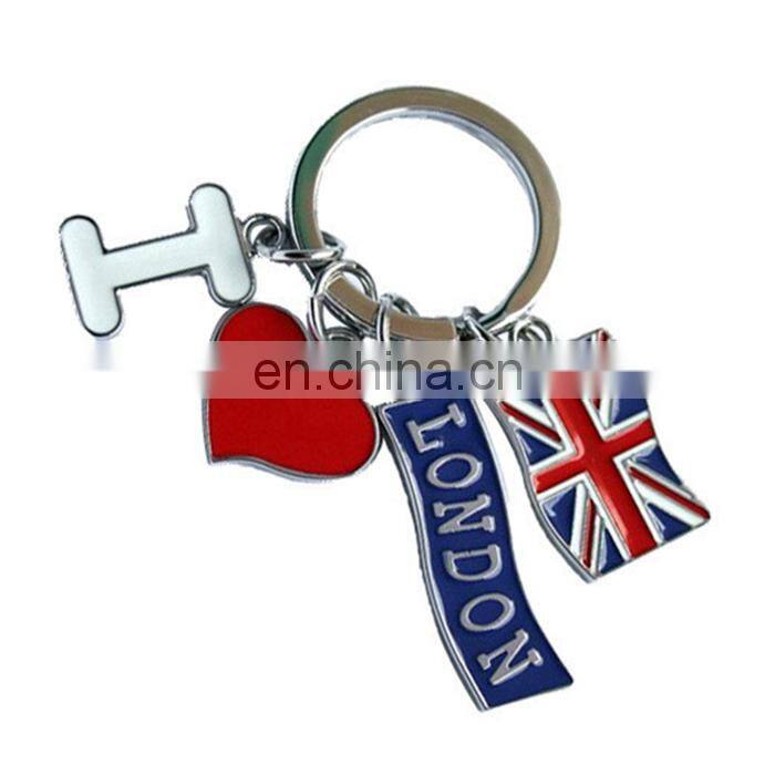 Top Quality Ornament Crystal Heart Shape Shaped Key Chains Keychain Metal