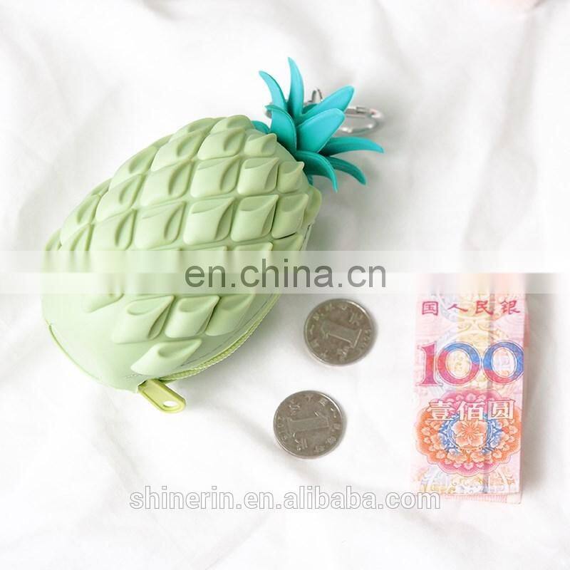 Portable Women Kids Cartoon Fruit Coin Purse Wallet Case Silicone Pineapple Key Bag Pouch