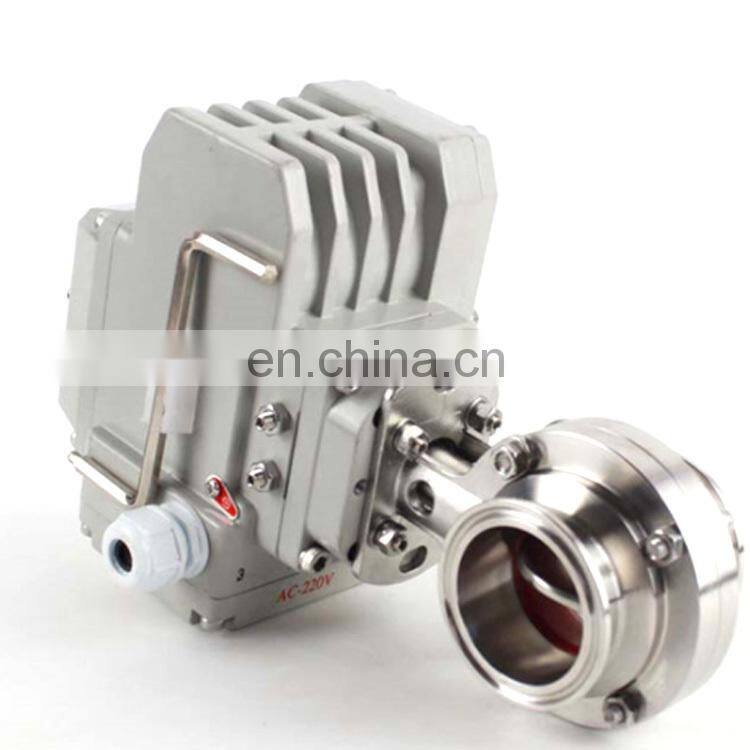 Sanitary electric actuated butterfly valve Stainless Steel Butterfly valves with electric actuator