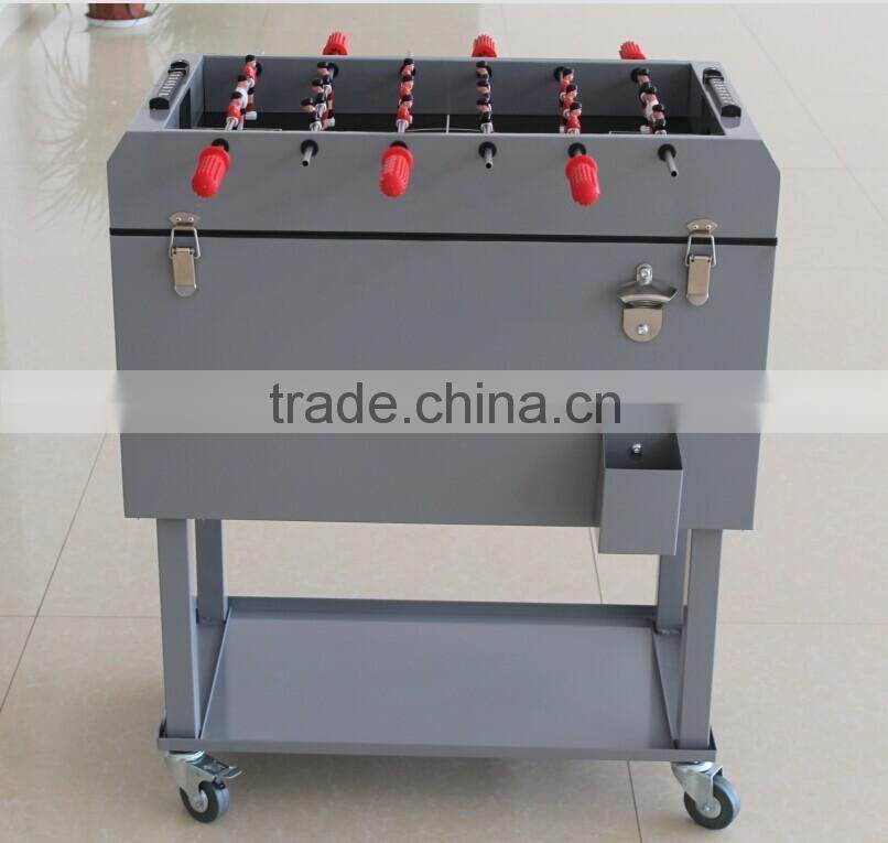 Football table game metal ice beer cooler box with wheels (C-012)