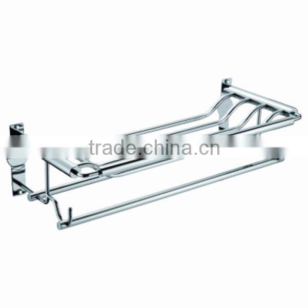 Wall-mounted Hotel Style Stainless Steel Towel Shelf Bathroom Towel Rack