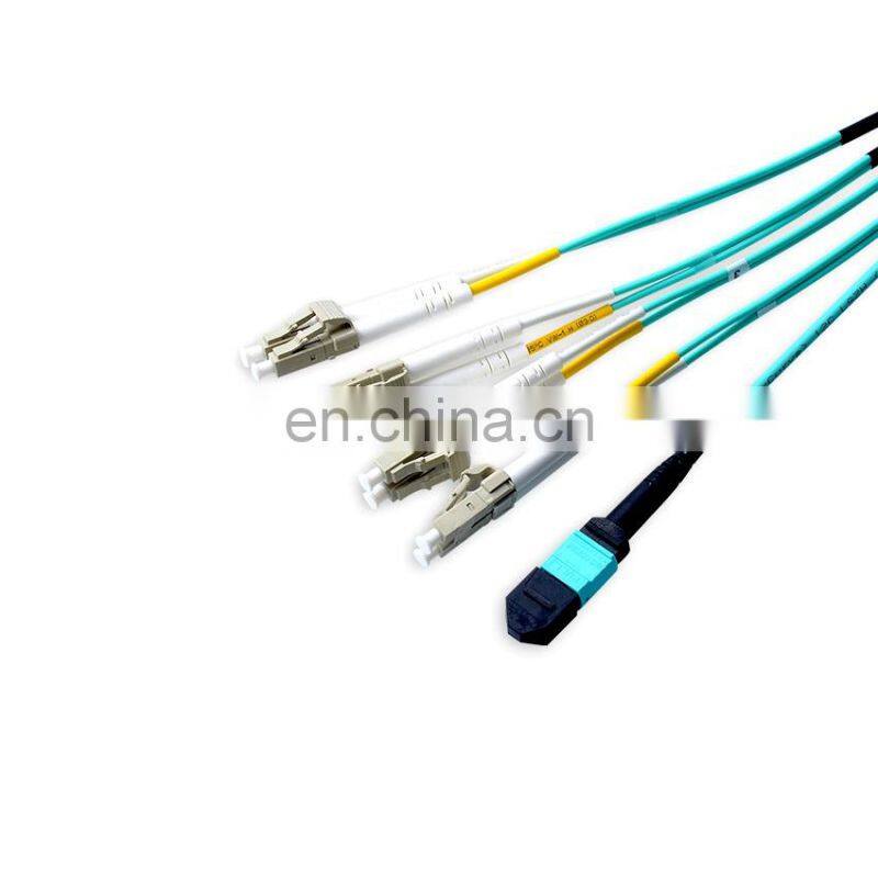 10meters 8Cores MPO to LC Male OM3 optic fiber fanout cable patch cords mpo lc breakout cable mtp to 4x lc