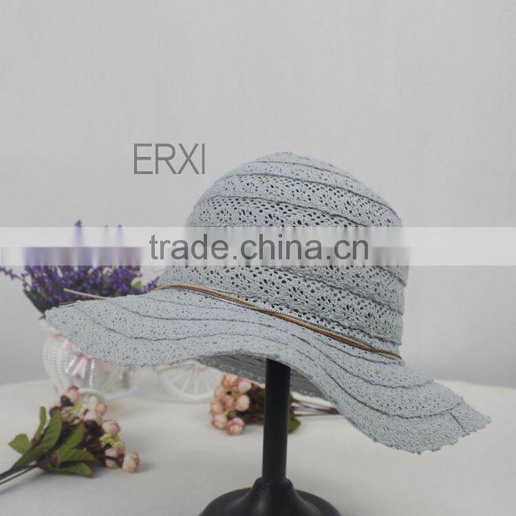 Wholesale Design Summer Beach Paper Foldable Straw Hat For Ladies