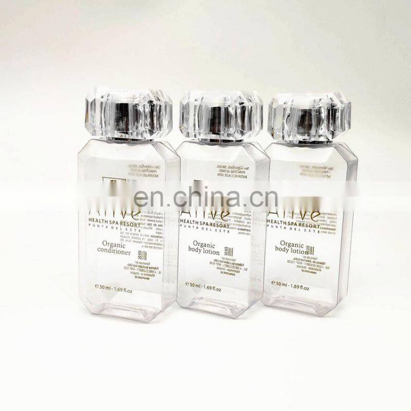 Mini empty plastic bottles for hotel hospitality amenity