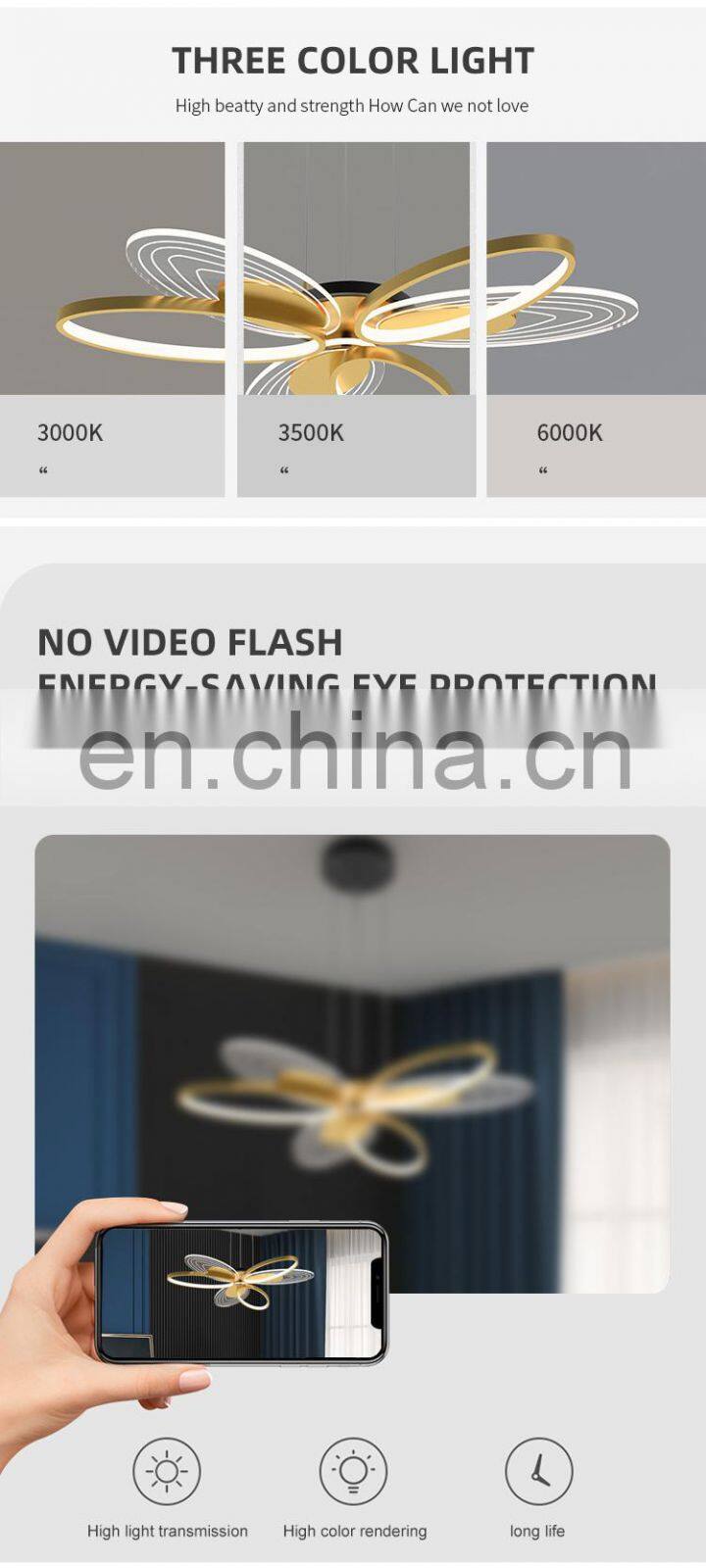 Unique Style Magnificent Decoration Aluminum Black Gold Indoor Bedroom LED Modern Ceiling Lamp