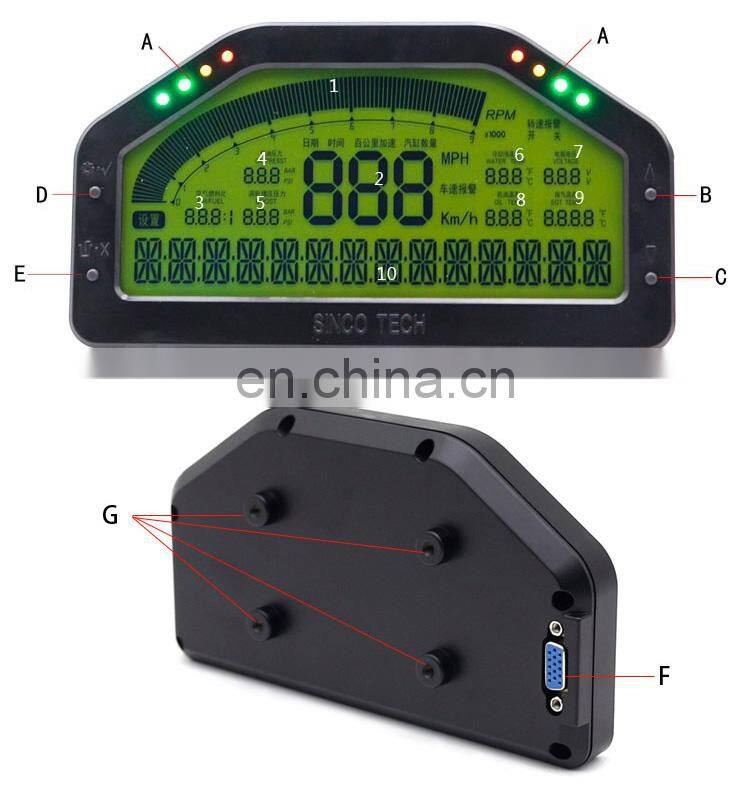 DO908 Multi-function Full Sensor Led Digital Race Car Digital Dashboard Meter with LCD Display