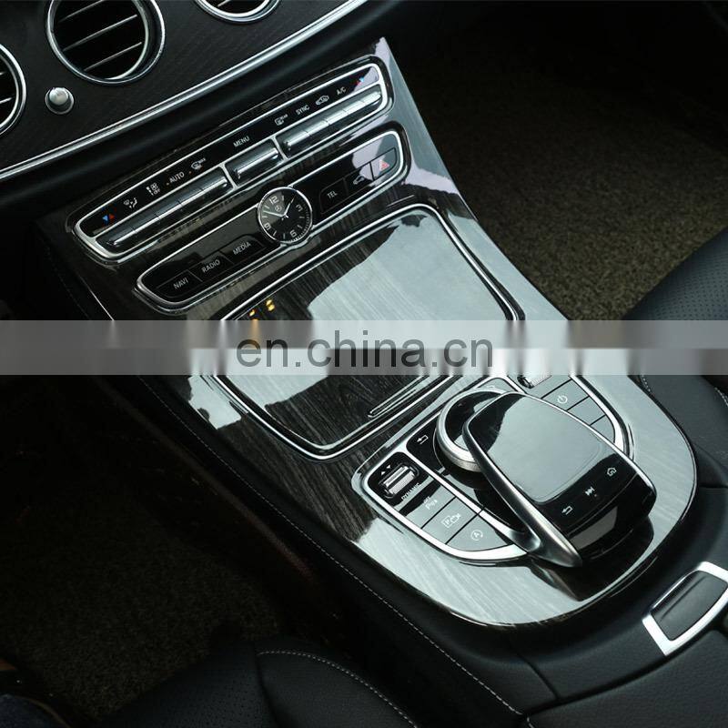 New Black ash Wood Grain For Mercedes Benz E Class W213 2016 2017 ABS Console Gear Panel Frame Cover Trim Stickers
