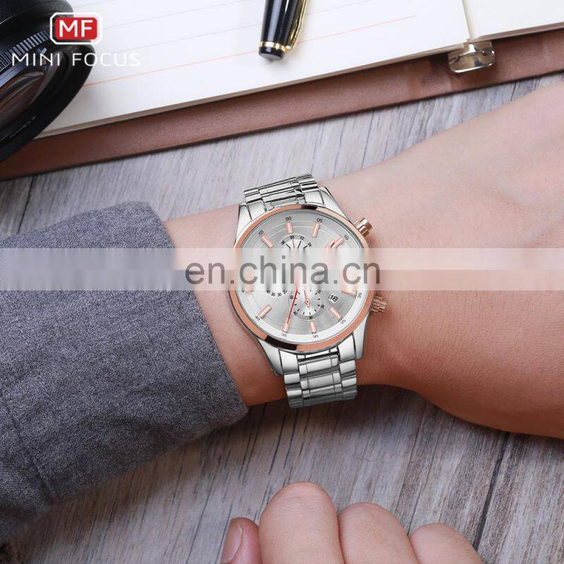 Mini Focus MF0081G Japan Movt Quartz Watch Bezel Stainless Steel Watch 2018 Men Brand Quartz Watch