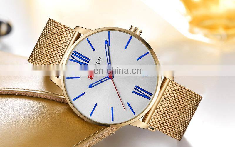 CURREN 8238 Roman Numerals Top Simple Minimalism Luxury Quartz Mesh Band Stainless Steel Wrist Watches For Men Relogio Masculino