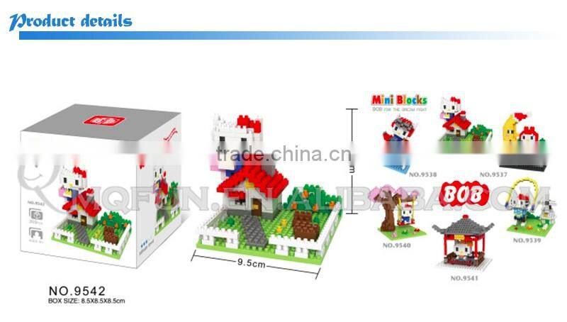 Mini Qute BOB 6 styles kawaii 3D hello kitty moon plastic kids figures diamond building blocks brick model educational toy