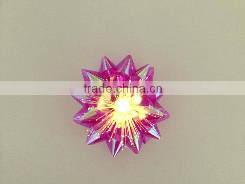 HOT SALE ! 3.75" Matte Metallic LED Lighting up Shinny Gift Bow, LED Star Bow, LED Ribbon Bow