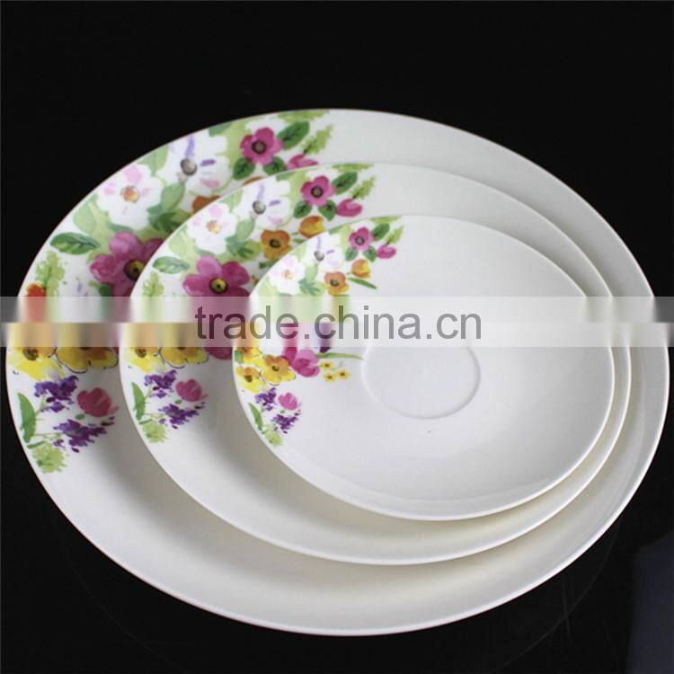 10.5 inch coupe shape new bone china colorful flower and leaf decorated price competitive Hebei factory 20PCS dinnerware set