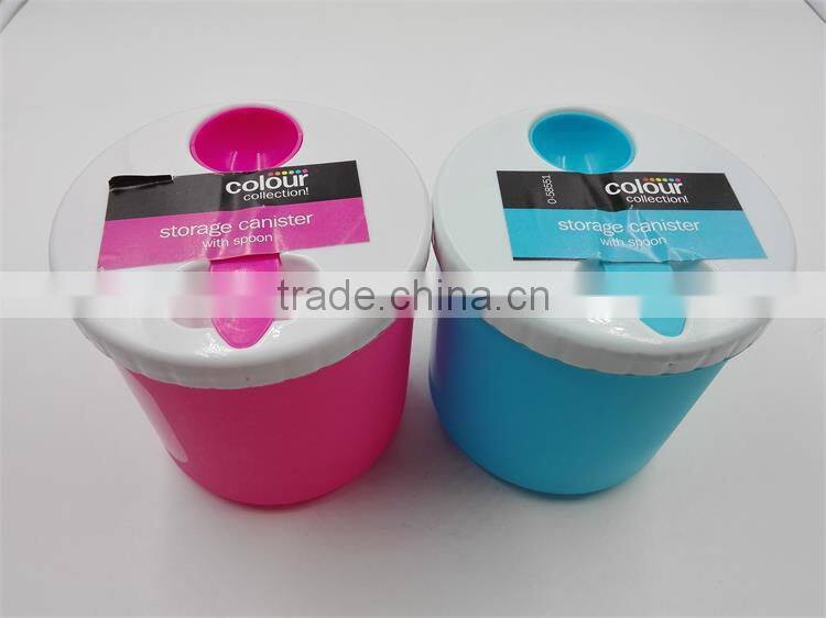 plastic storage canister with spoon