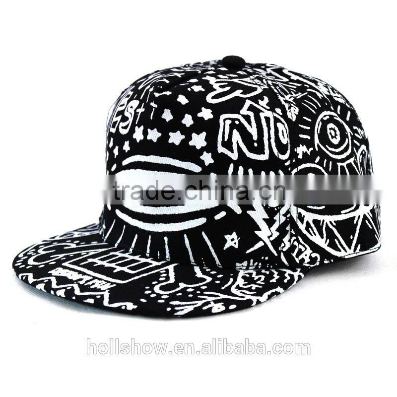 Best Selling Fashion Large Eye Printed Adult Hiphop Flat Cap Snapback