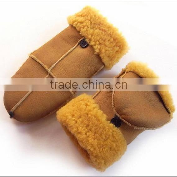 Women double face leather gloves mittens