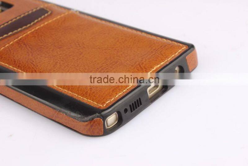 Crazy Horse pattern with card slots leather phone case and TPU 2 in 1 for Samsung note 5
