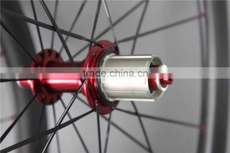 Black hub 700C tubular carbon wheel set professional UD Matt Carbon road bike tubular wheelset W65T