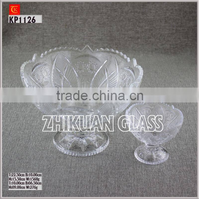 Classic Glass Plate clear High Quality Glass Footed Bowl Set