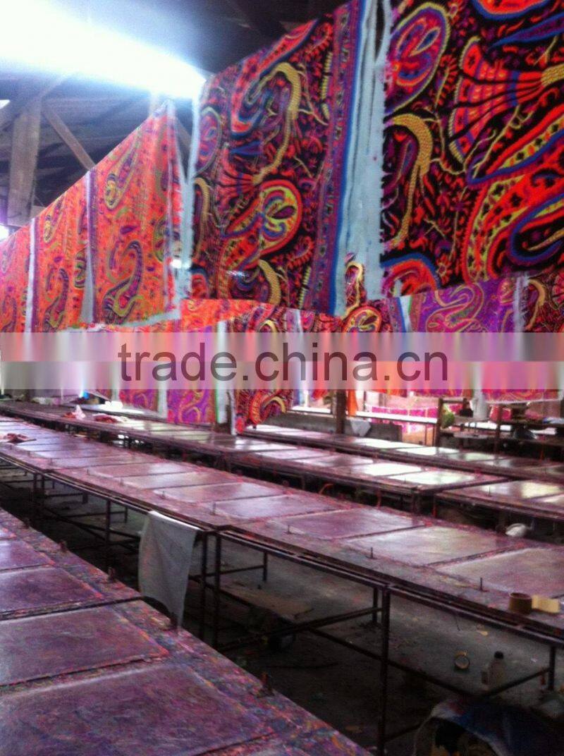 Hmong Indian tote neon red canvas bag feather pattern