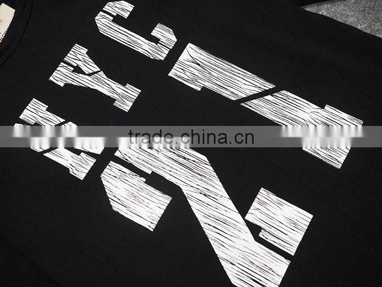 Fashion design of casual baby set black boys tshirt new style of 2016 style for kids spring clothing (uk-022302)
