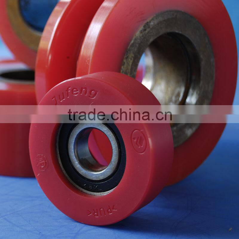 China low price high speed pu pulley sheave rollor v groove plastic pulley wheel bearing