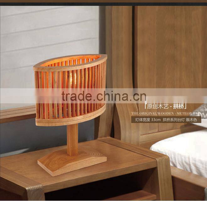 Handmade craft art wood modern table lamp for bedroom decor