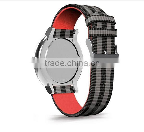 Club Military Watches with Canvas Strap Grey and Blue Stripes Bracelet Watch