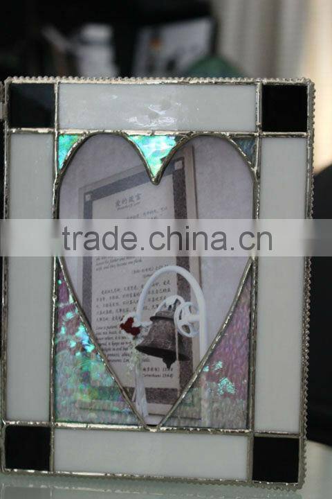 MX020038 china wholesale tiffany style rainbow shine stained glass photo picture frame for fancy wedding gift favor