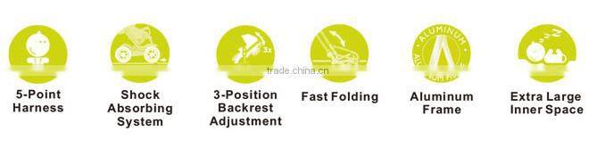 Baby Standard Stroller, Free Replaceable Canopy, Easy Folding Travel System