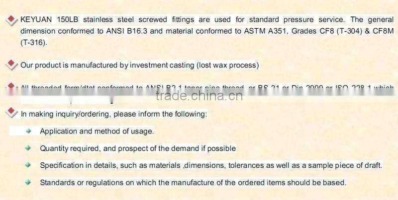 BSP S/steel screwed pipe fittings manufacturer