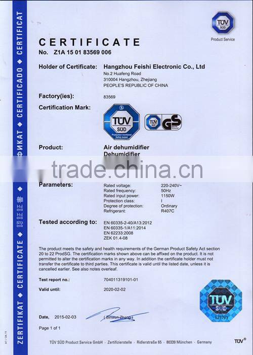 Germany popular dehumidifier industrial for 55 L with R 407C refrigerant and CE/ROHS/GS certificate.