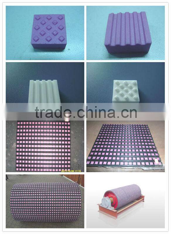 Pulley mineral square acid&slip&wear resistant alumina ceramic lagging