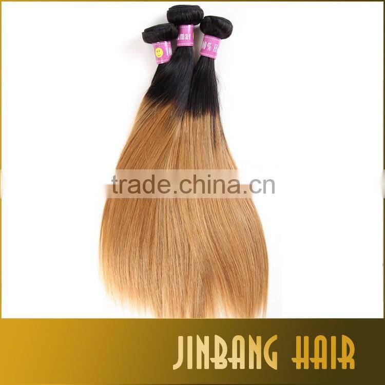 2016 Alibaba wholesale Virgin Hair Weft Brazilian Human Silk Straight Ombre Hair Weave